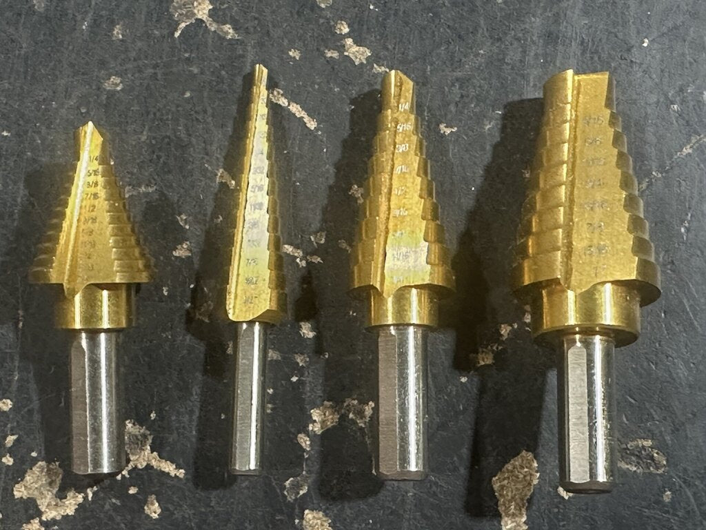 4-Piece Titanium-Coated Step Drill Bit Set