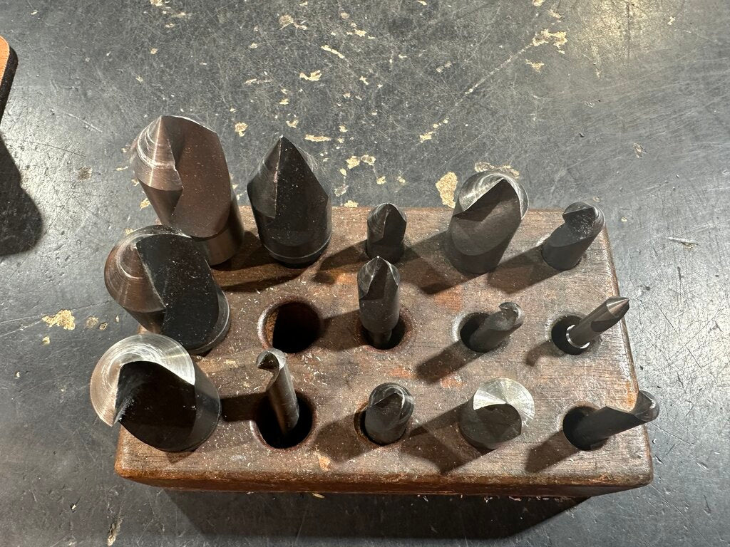Countersink & Chamfer Cutter Set In Wooden Block