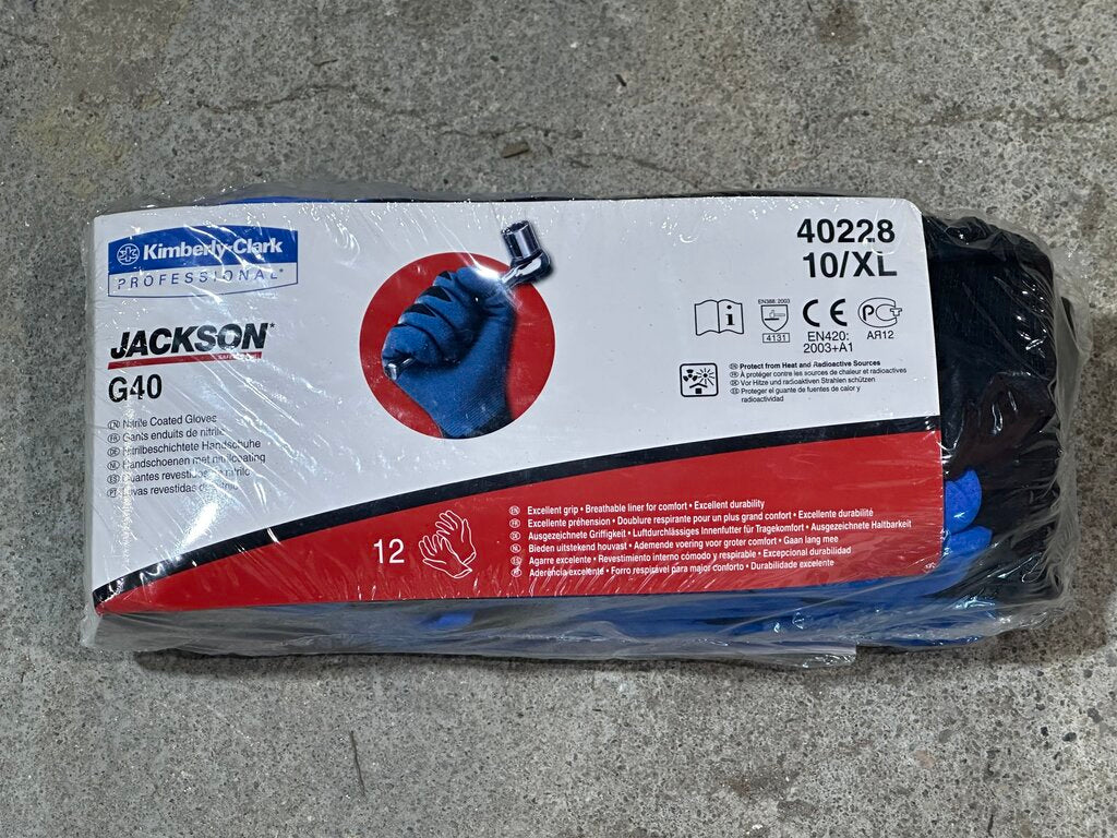 G40 Nitrile Coated X-Large Gloves 10-Pack