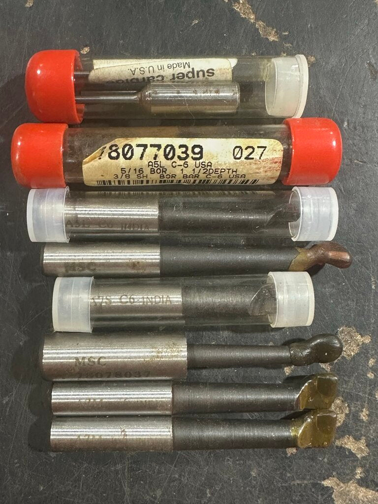 Assorted C6 Carbide Boring Bar Lot – 9 Pieces
