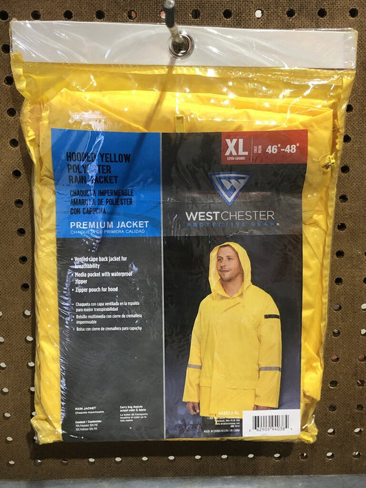 Hooded Yellow Polyester Rain Jacket