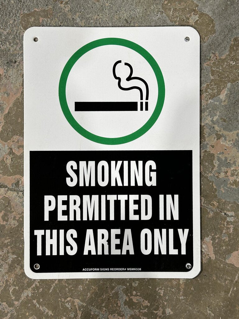 Smoking Permitted In This Area Only Sign