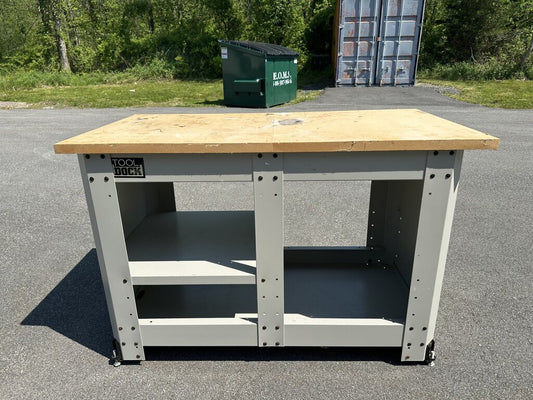 Heavy-Duty Industrial Workbench with Wood Top
