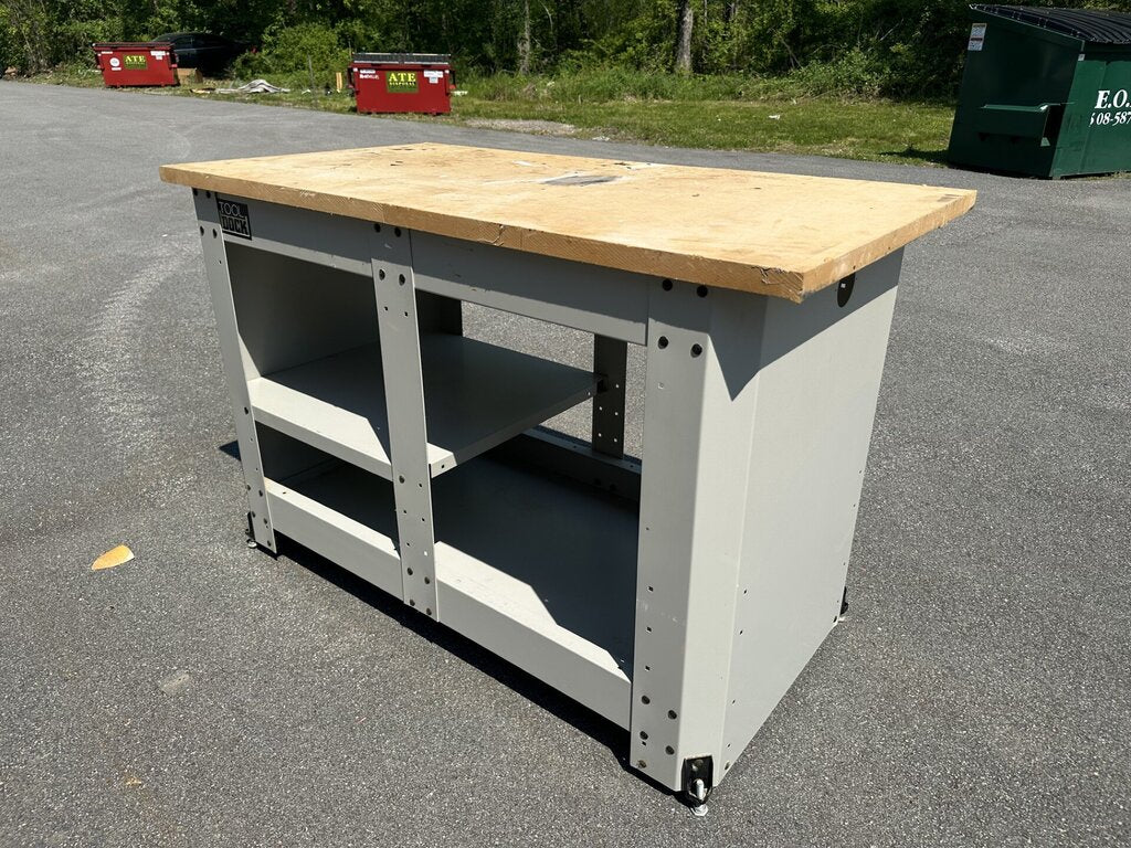 Heavy-Duty Industrial Workbench with Wood Top