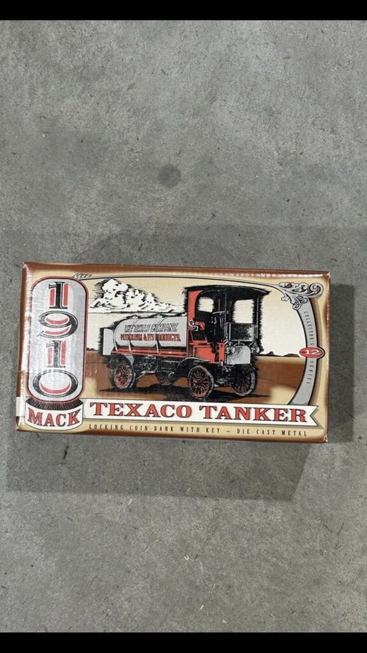 1910 Mack Texaco Tanker Locking Coin Bank With Key