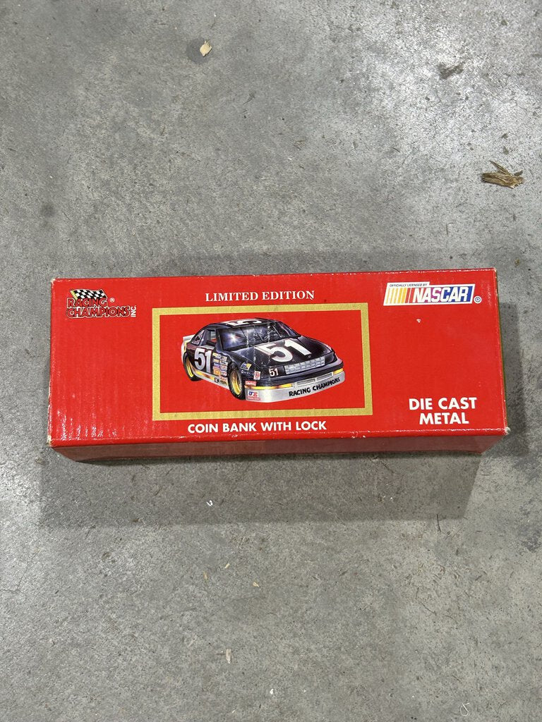 Nascar Coin Bank With Lock Die Cast Metal Racing Car