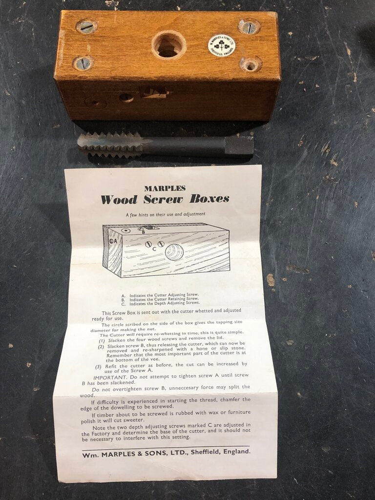 Wood Screw Box and Tap