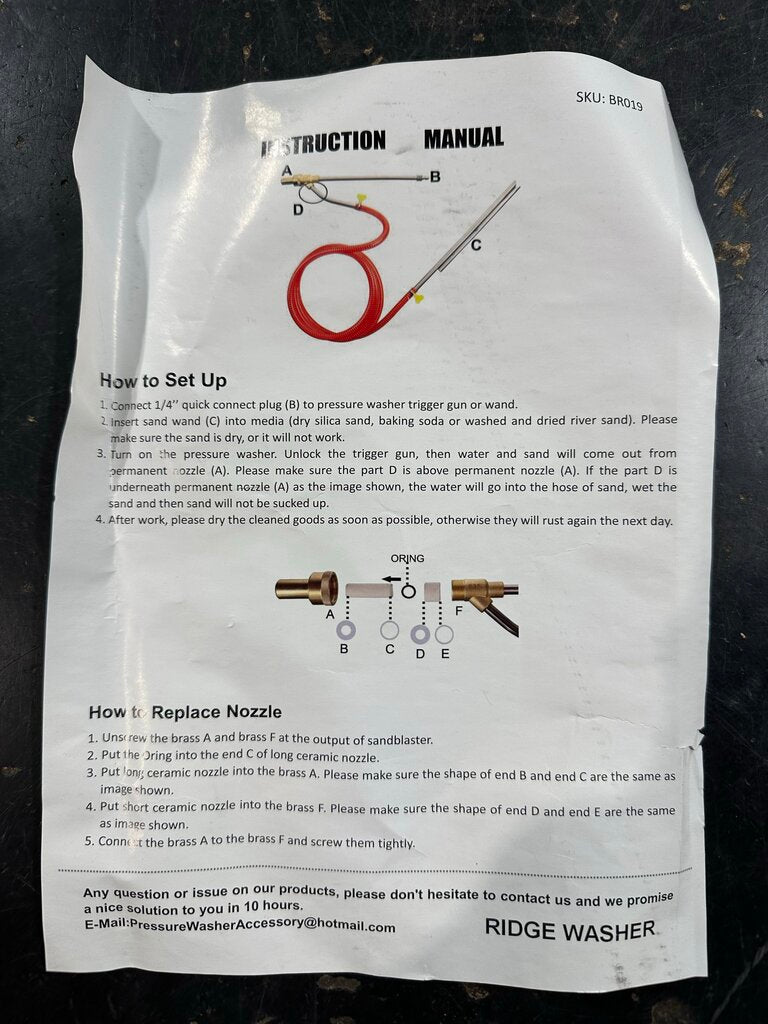 Pressure Washer Sandblasting Attachment Kit