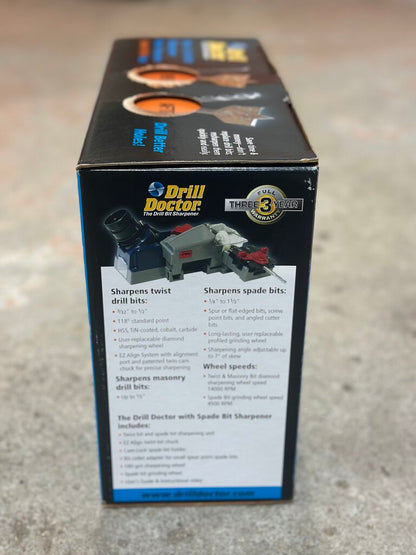 Drill Bit Sharpener With Spade Bit Sharpening Attachment