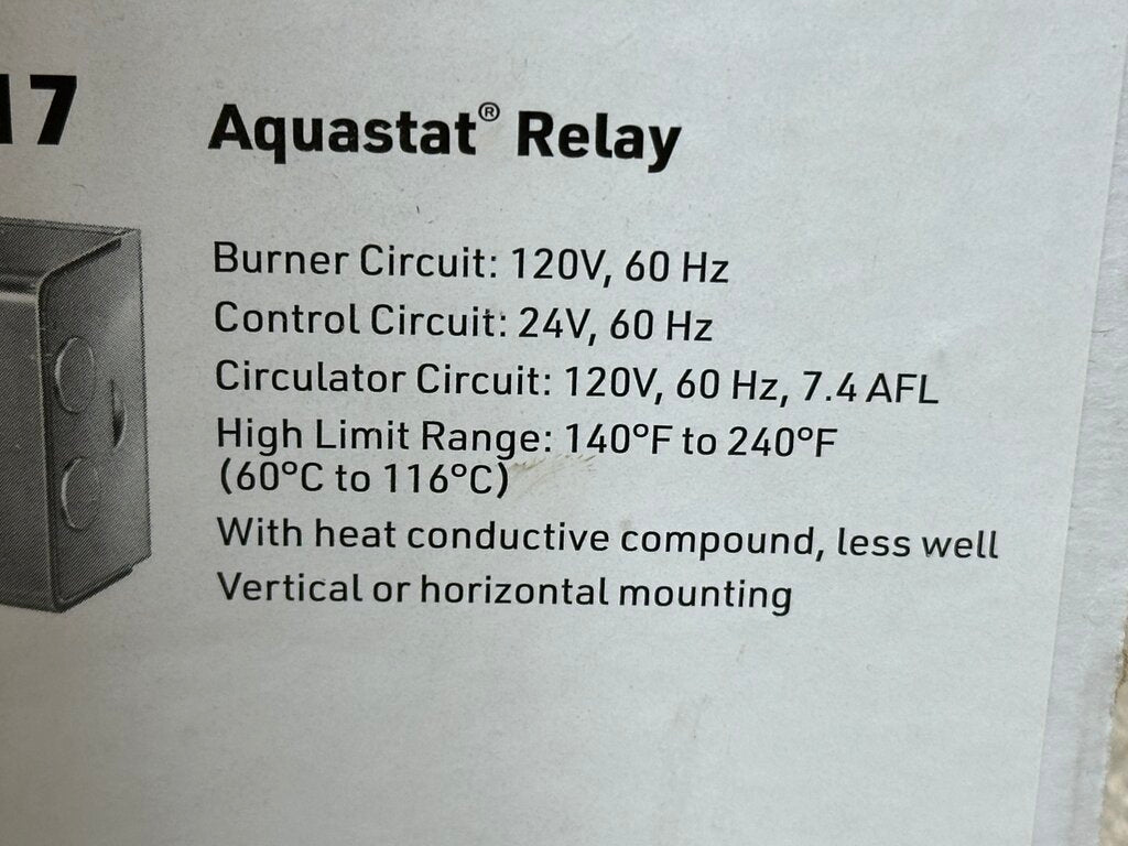 Single Aquastat for Oil Boiler without Tankless Coil