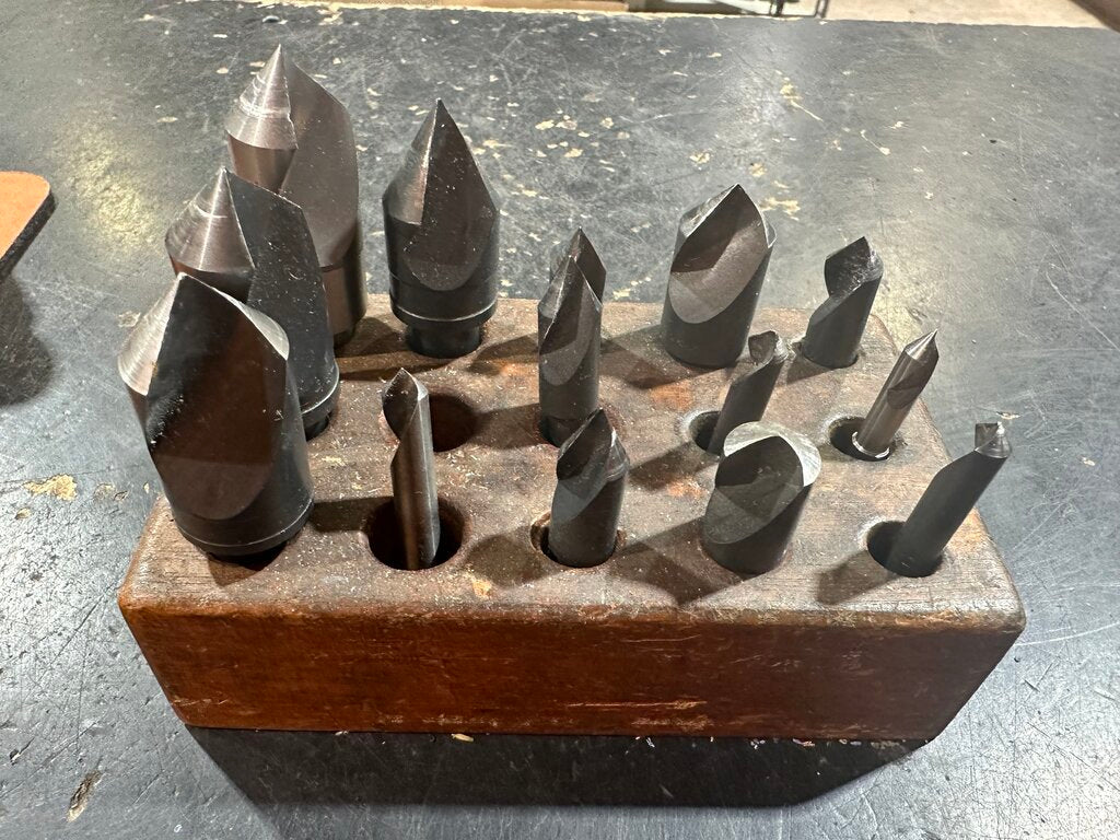 Countersink & Chamfer Cutter Set In Wooden Block