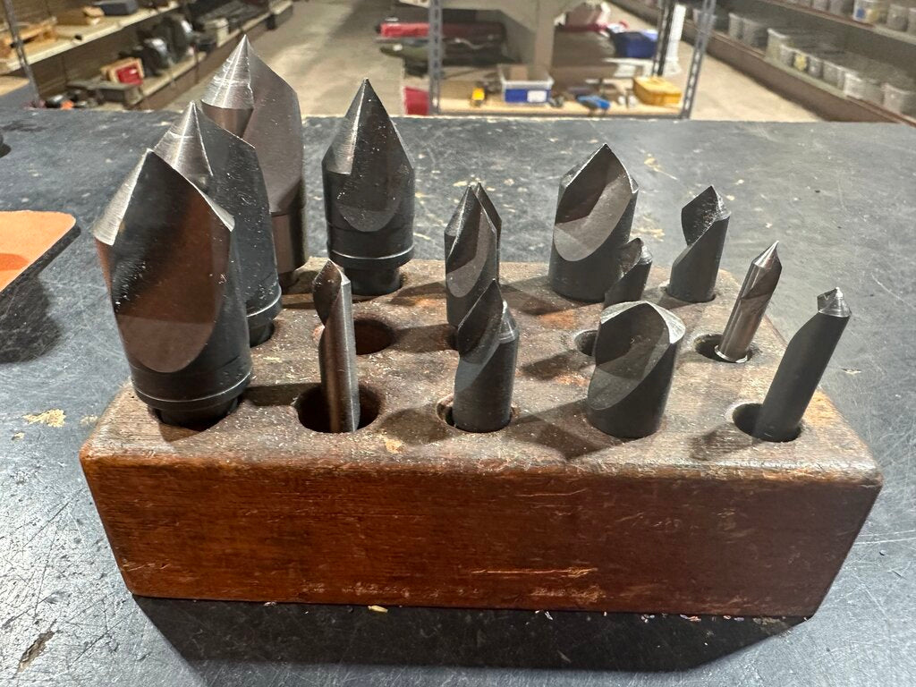 Countersink & Chamfer Cutter Set In Wooden Block