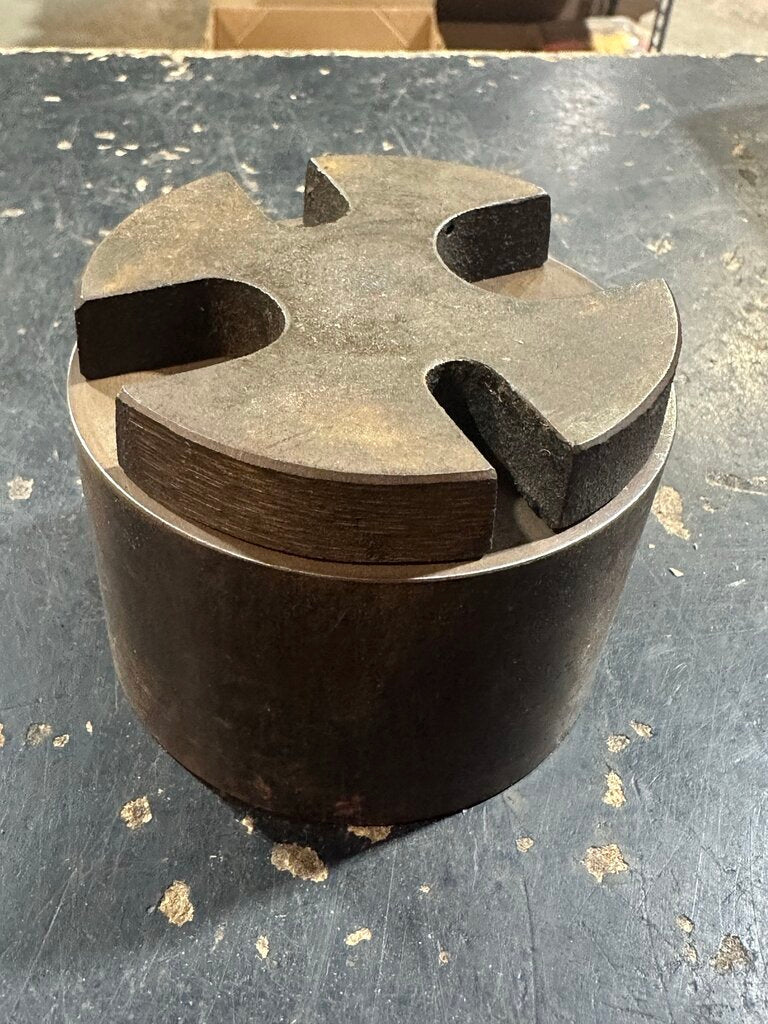 Machinist's Round Steel Bench Block With Four-Hole Anvil