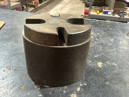 Machinist's Round Steel Bench Block With Four-Hole Anvil