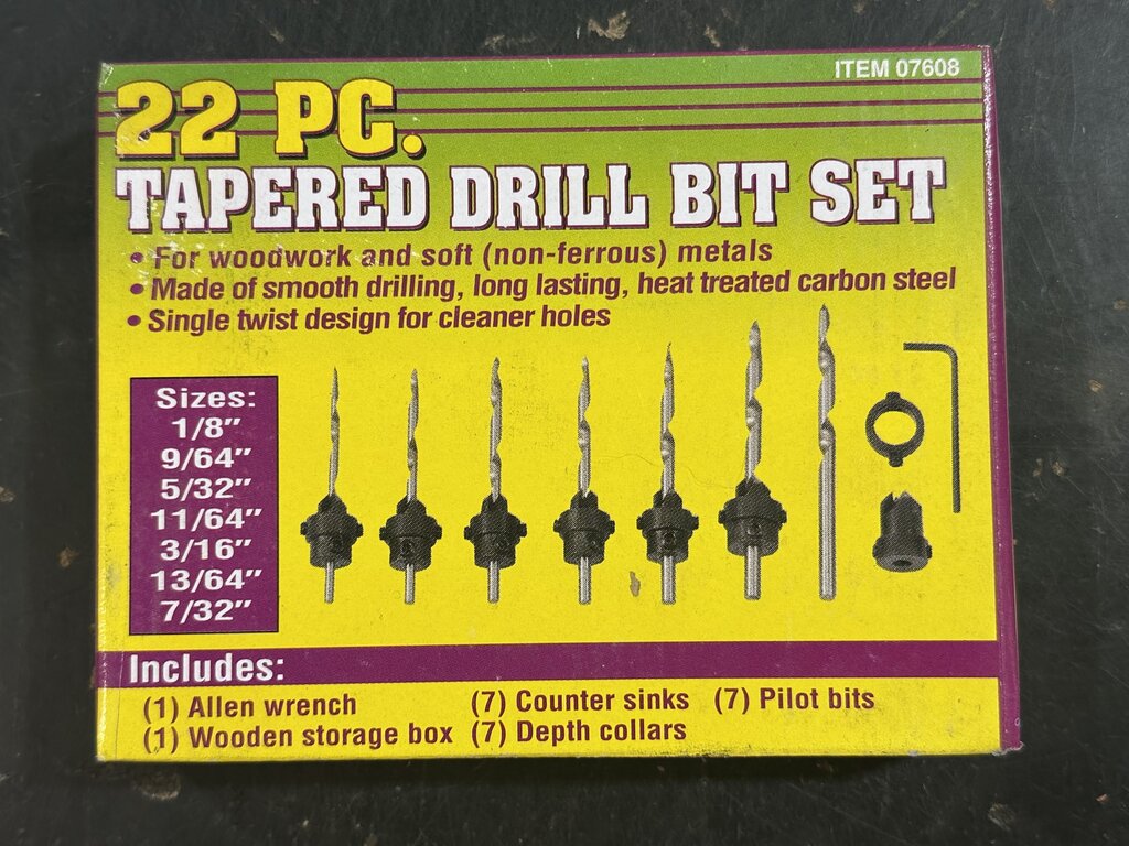Tapered Drill, Countersink/Bore & Stop Collar Set