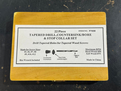 Tapered Drill, Countersink/Bore & Stop Collar Set