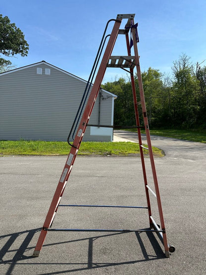 Fiberglass Platform Ladder with Wheels