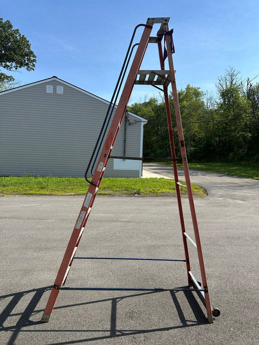 Fiberglass Platform Ladder with Wheels