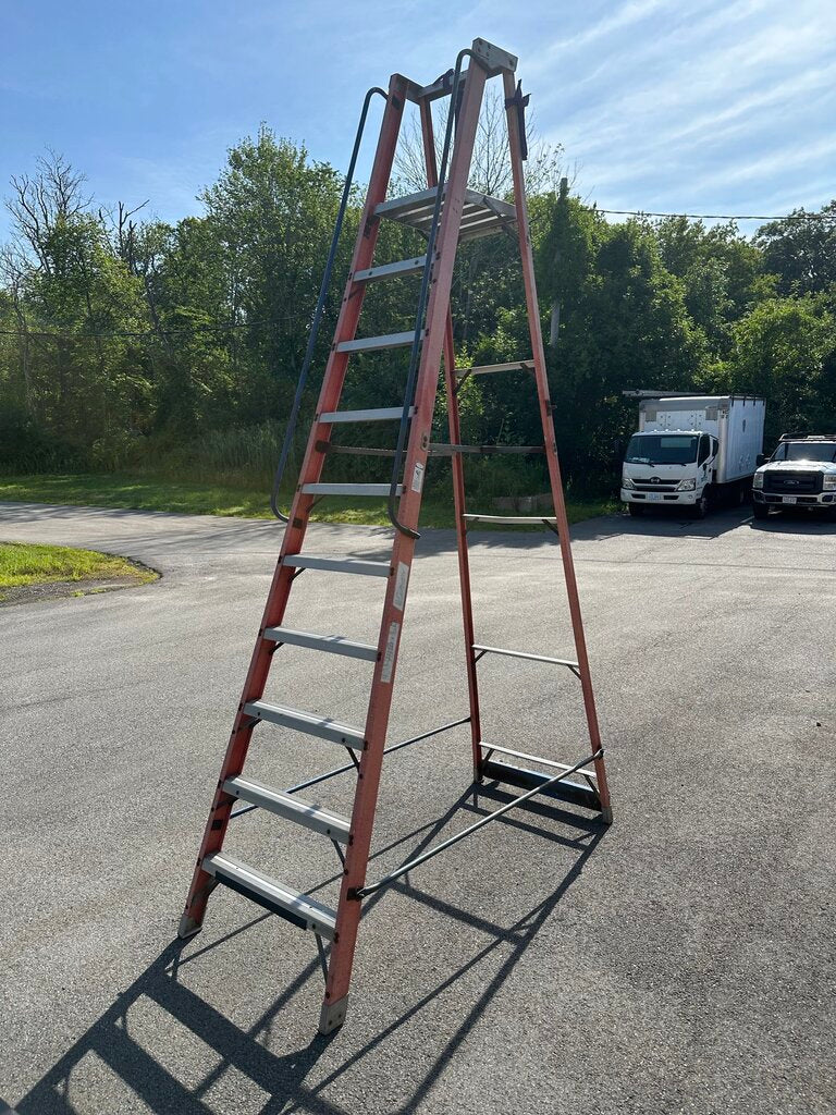 Fiberglass Platform Ladder with Wheels