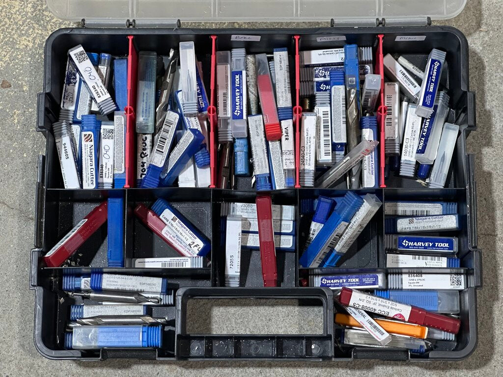 Assorted Carbide End Mill Lot With Storage Case