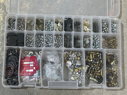 Assorted Industrial Hardware, Fasteners, Clips & Fittings Lot With Organizer