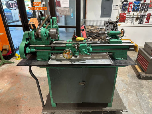 9" Metalworking Lathe With Cabinet & Tooling